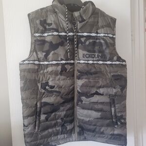 Ecko Unltd Mens Size Large Camo Hooded Puffer Vest